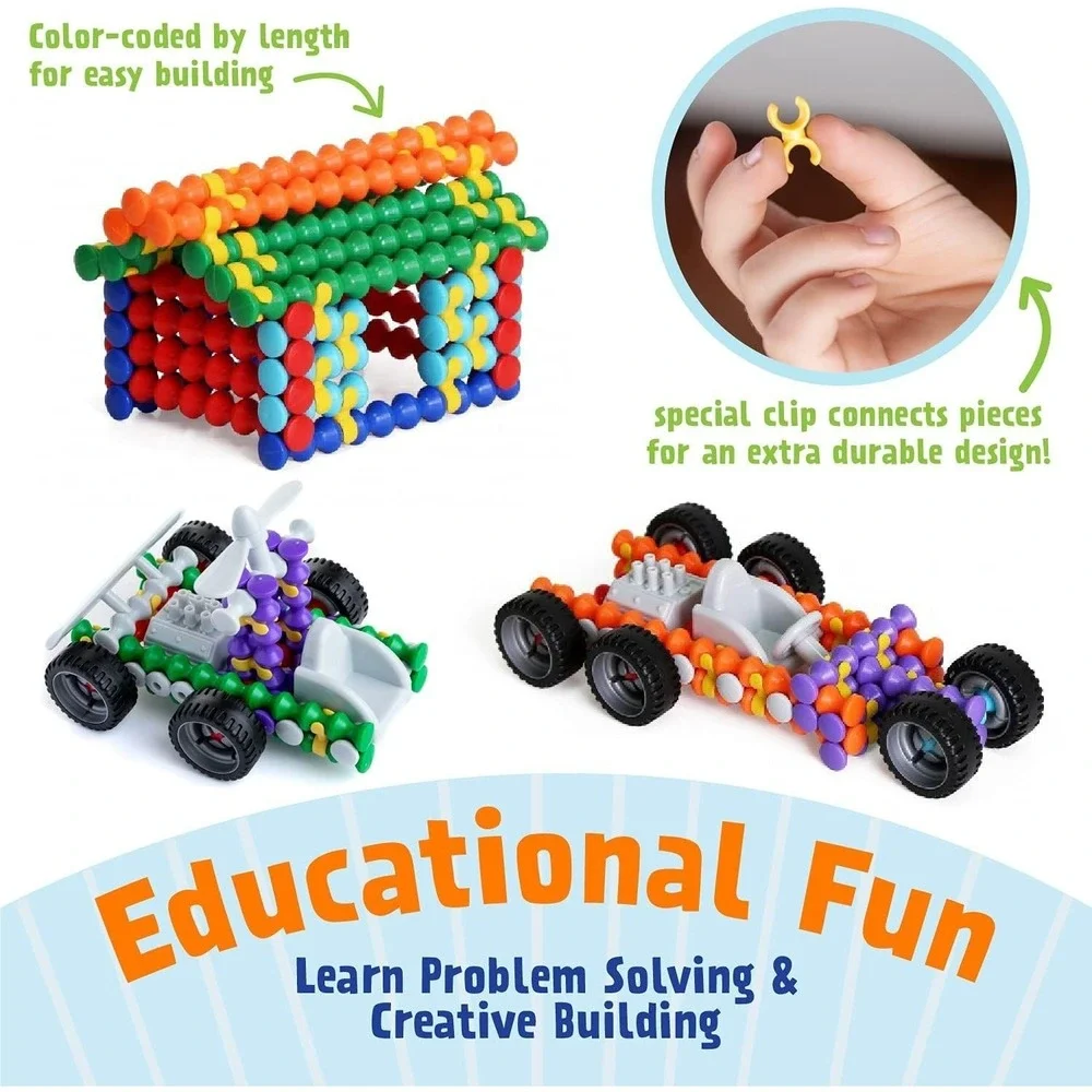 POPULAR PLAYTHINGS Clipstix Construction Toy 100 Pieces Build a car or house etc